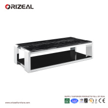 Mesa de centro cuadrada de cristal grande de la textura de mármol de Orizeal (OZ-OTB015)